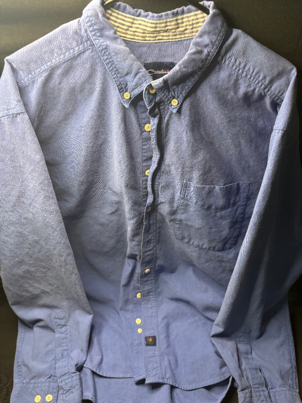 Catalina Men’s XL Blue Long Sleeve Button Down Shirt 100% Cotton